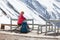 Woman rests in Annapurna base camp, Nepal