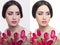 Woman, before and after retouch