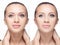 Woman, before and after retouch