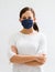 Woman In Reusable Cloth Face Mask