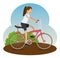 Woman ride bicycle vehicle to do sport