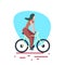 Woman riding bike white background female sport activity cartoon character full length flat