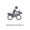 Woman Riding a Motorbike icon. Trendy Woman Riding a Motorbike l