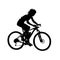 Woman riding mountain bike, mtb cycling. Isolated vector silhouette, side view