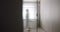 Woman in robes open Transparent sliding door inside the modern bathroom