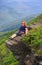 Woman on Rock Ledge Craggy Pinnacle Asheville North Carolina