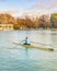 Woman Rowing at Del Retiro Park, Madrid, Spain