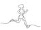 Woman Runner. Continuous One Line Drawing. Young woman athlete run sprint.