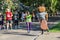 Woman runner high-fives OSU mascot during 5K charity run