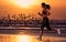 Woman running on the beach