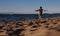 Woman running on beach