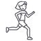 Woman running,fitness vector line icon, sign, illustration on background, editable strokes