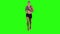 Woman running in a full body sideways shot. Green screen. Slow motion
