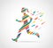 Woman running, jogging - colorful illustration