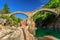 woman running at Ponte dei Salti Bridge