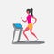 Woman running treadmill cartoon character sport female activities isolated keep fit healthy lifestyle motivation concept