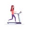 Woman running treadmill sportswoman working out healthy lifestyle concept female cartoon character full length flat