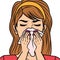 Woman with runny nose for covid19 symptom