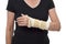 Woman\'s bandaged arm and wrist in splint