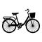 Woman\\\'s bicycle with basket Womens beach cruiser bike Vintage bicycle basket ladies road cruising icon black color vector