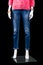 Woman\'s blue skinny fit jeans.