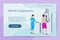 Woman`s Diagnostics concept. Doctor examines patient on mammography machine. Landing page template