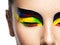 Woman`s eye with vivid colors makeup