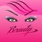 The woman`s eyes with perfectly shaped eyebrows and full lashes with intense make-up