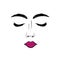 Woman\\\'s face with closed eyes and pink lips. beauty illustration for lash maker, eyebrow master, make-up master