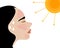 A woman\\\'s face with heatstroke, having sunstroke in summer hot weather. Flat vector illustration