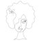 Woman`s face in one line. Sketch. Vector illustration. Curls on the head. Hairpin in the shape of a butterfly. One line style.