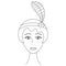 Woman`s face. Sketch. Head of a girl from 1920. Vector illustration. Short hair. Hairstyle a la garcon.