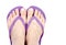 Woman\'s Feet Wearing Purple Flop Flops