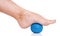 Woman\'s foot with massage ball