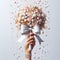 A woman\\\'s hand decorated with a bow holds sweets. A sweet idea for the holidays. Stylish luxury photo generative ai