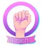 Woman\'s hand with her fist raised up. Girl Power. Feminism conce