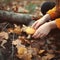 A woman\\\'s hand holds a mushroom. Close up. AI generated image