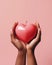 Woman\\\'s hands holding a stylized heart