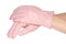 Woman\'s hands in pink leather gloves