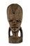 Woman`s head carved from black wood isolated on white background. Ancient african black wood carved artifact isolated over a whit