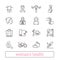 Woman`s health thin line icons. Medicine, women beauty, active lifestyle, healthy diet, breast cancer awareness symbols.