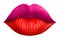 Woman`s lip .The lip prints of color different women on a white background,Kiss Lips, Girl Mouth. Makeup pattern with red and pin