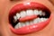 Woman\'s lips teeth and tongue