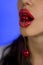 Woman\'s mouth with red cherries (Sexy red Lips with Cherries)