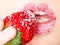 Woman\'s mouth with red strawberry