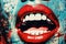 Woman\\\'s mouth screaming. Collage contemporary grunge style design. Generative Ai