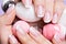 Woman\'s nails with beautiful french white manicure