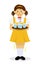 Woman`s pain vector illustration / swelling of the feet