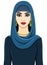 The woman\'s portrait in a scarf.