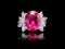 Woman`s Ring with pink and white sparkling diamonds